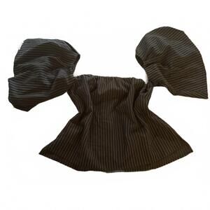 NWT Vintage Y2K Catherine Malandrino  Pinstripe Batwing Off Shoulder Top Goth Sm